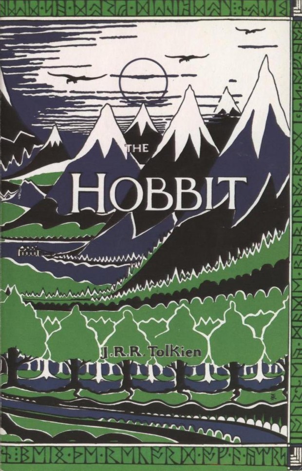 the hobbit jrr tolkien book cover misty mountains version